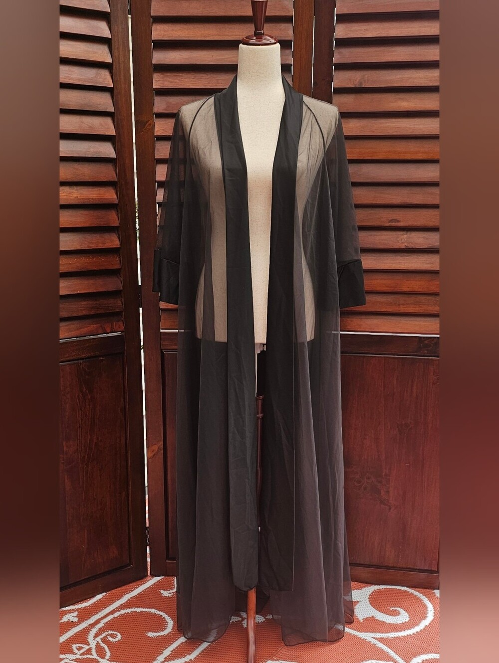 Vintage Sheer Black Long Robe - Women's Intimates & Sleepwear